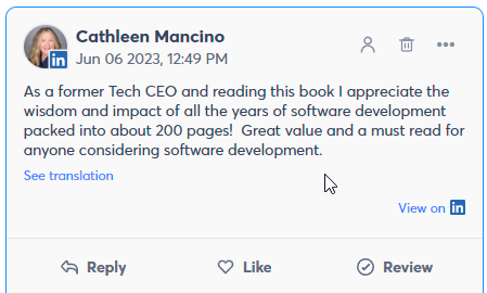 Software Development Playbook Testimonial